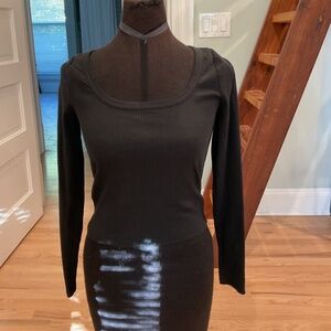 Madewell Cropped Black Long sleeved Top Size Small